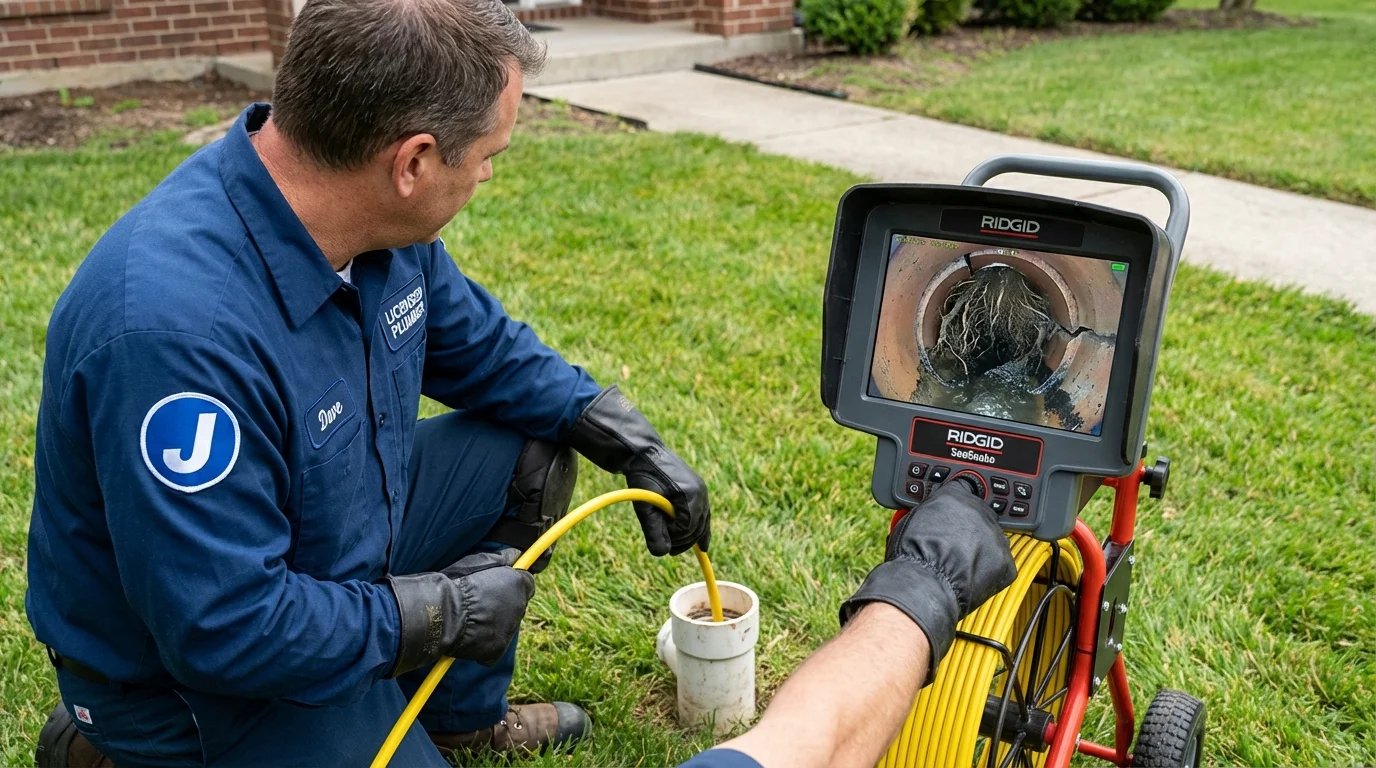 Sewer camera inspection being performed by Johns Plumbing LLC in Big Flats
