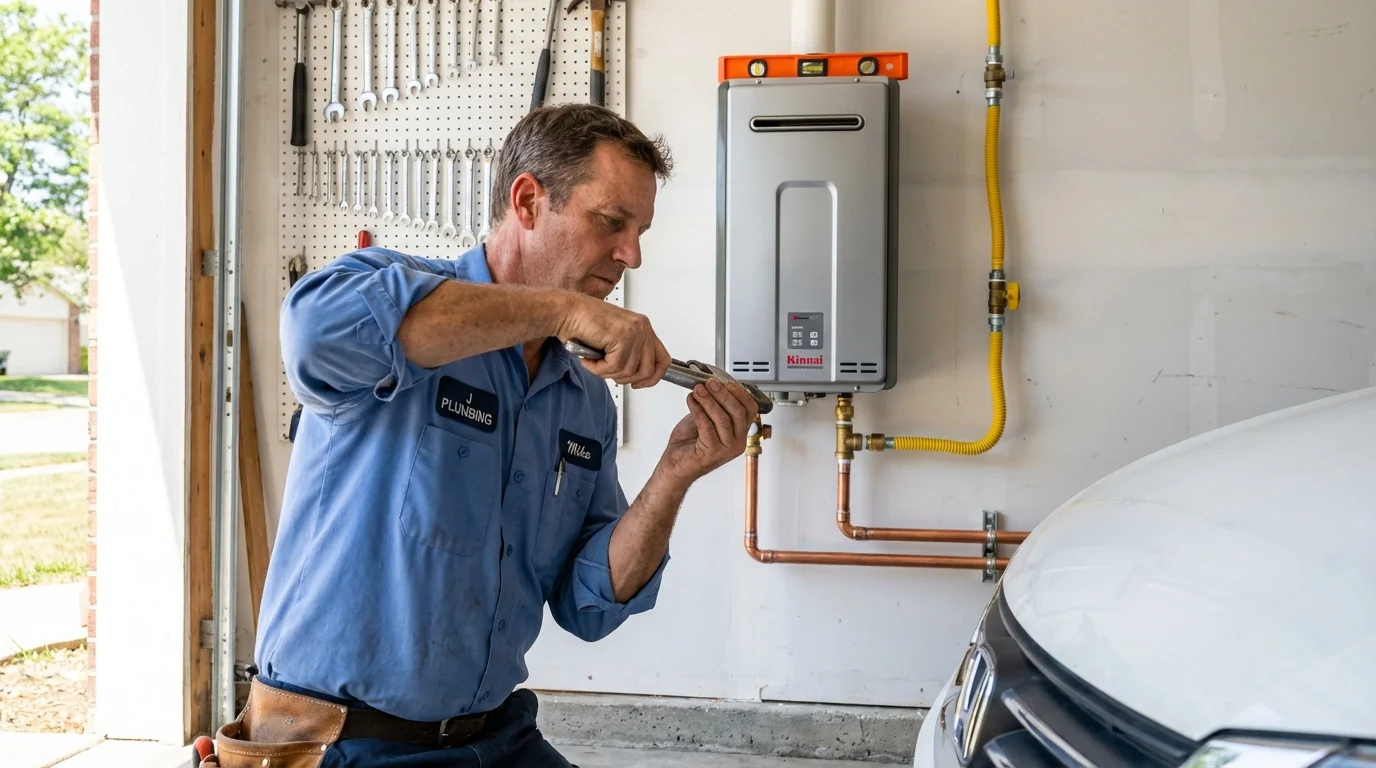 Tankless water heater installation by a Johns Plumbing LLC plumber in Big Flats